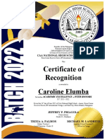 CERTIFICATE Grade 10 Certificate of Recognition 2022