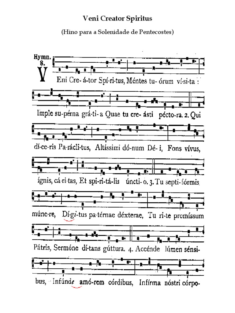 Veni Creator Spiritus Pdf Canções Religiosas Música De Igreja