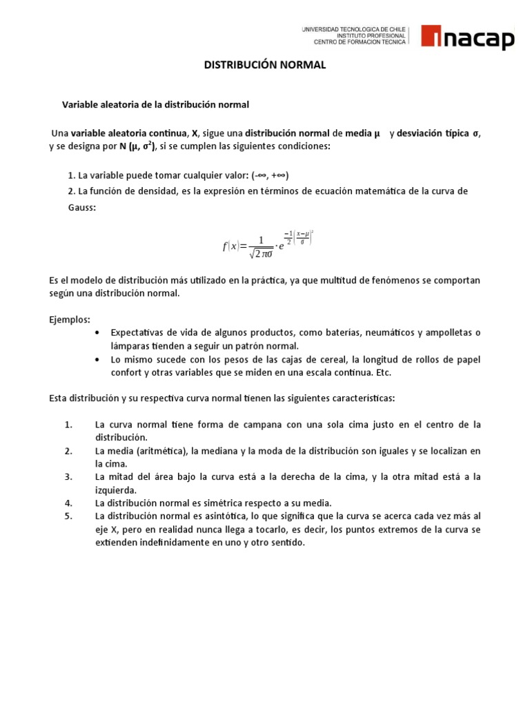 Distribución Normal | PDF | Distribución normal | Media 