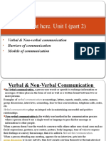 Unit-1 Part-II Verbal Non Verbal, Barriers, Models of Communication