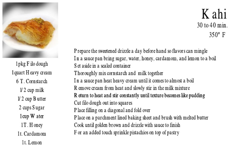 Kahi Recipe: Sweet Filo Pastry Delight | PDF