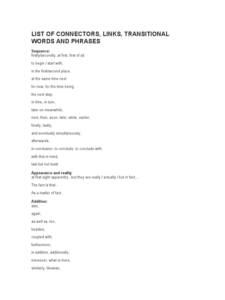 List of Connectors PDF