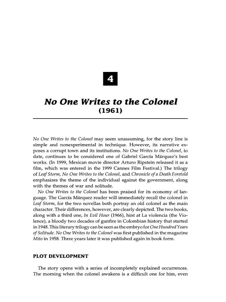 No One Writes To The Colonel - Critical Guide | PDF