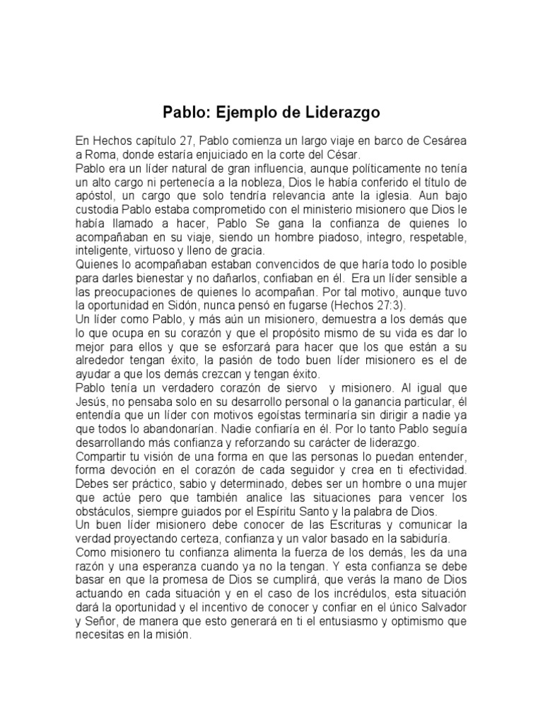 Pablo Ejemplo Liderazgo 6 | PDF | Pablo el apóstol | Liderazgo