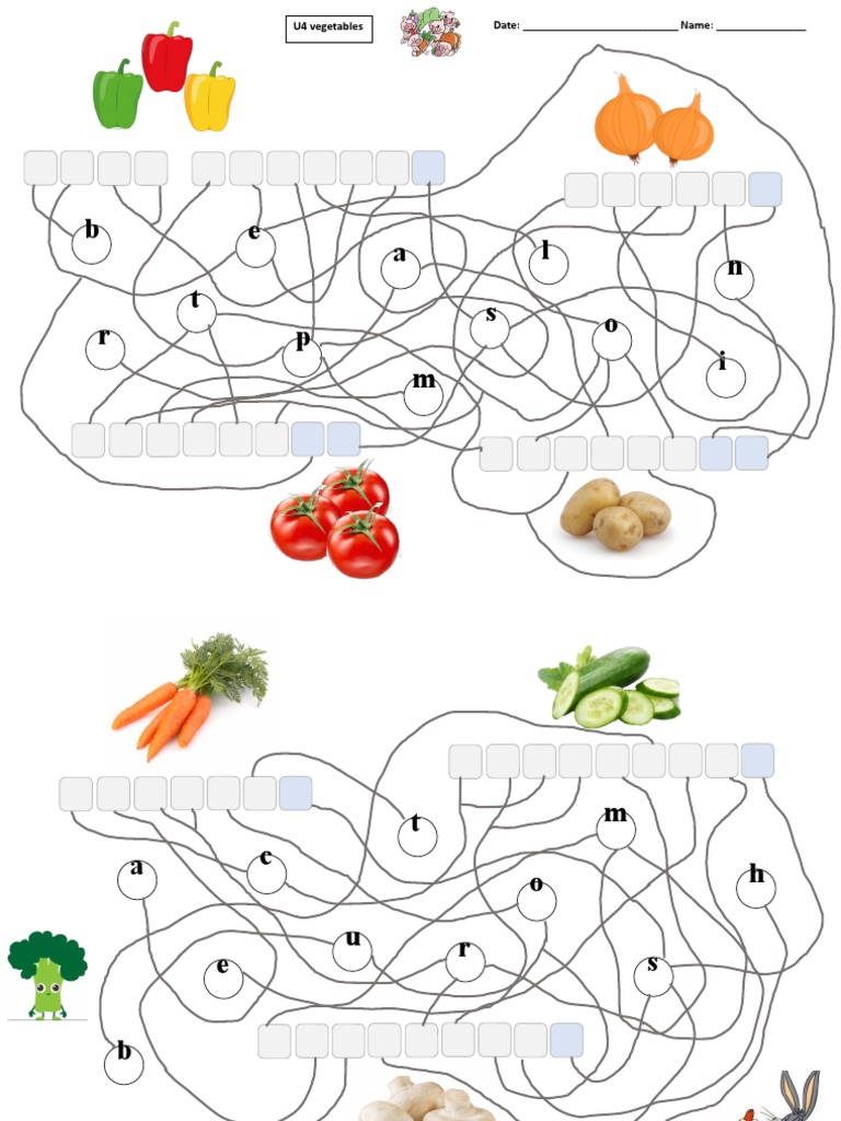 vegetable spelling practice worksheet PDF