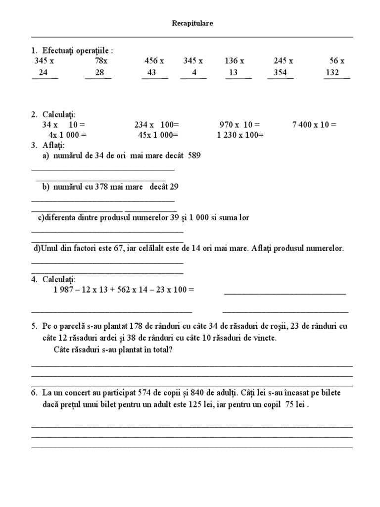 1 Test de Evaluare Inmultirea | PDF