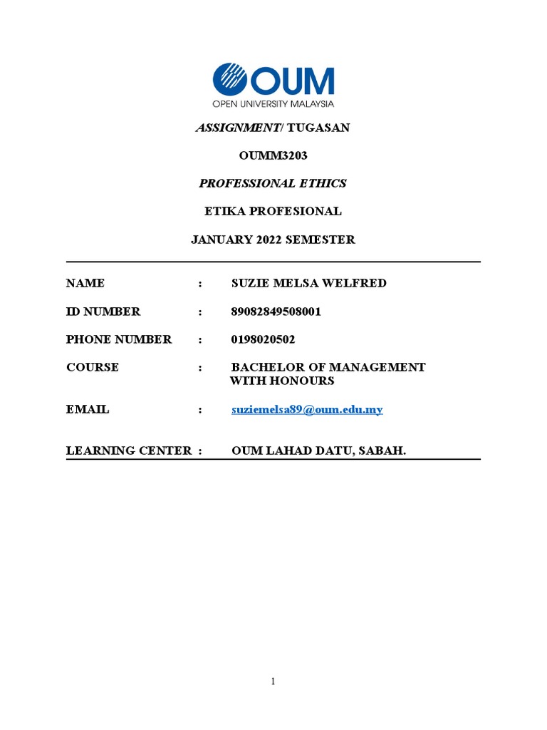 Oumm3203 Assignment | PDF
