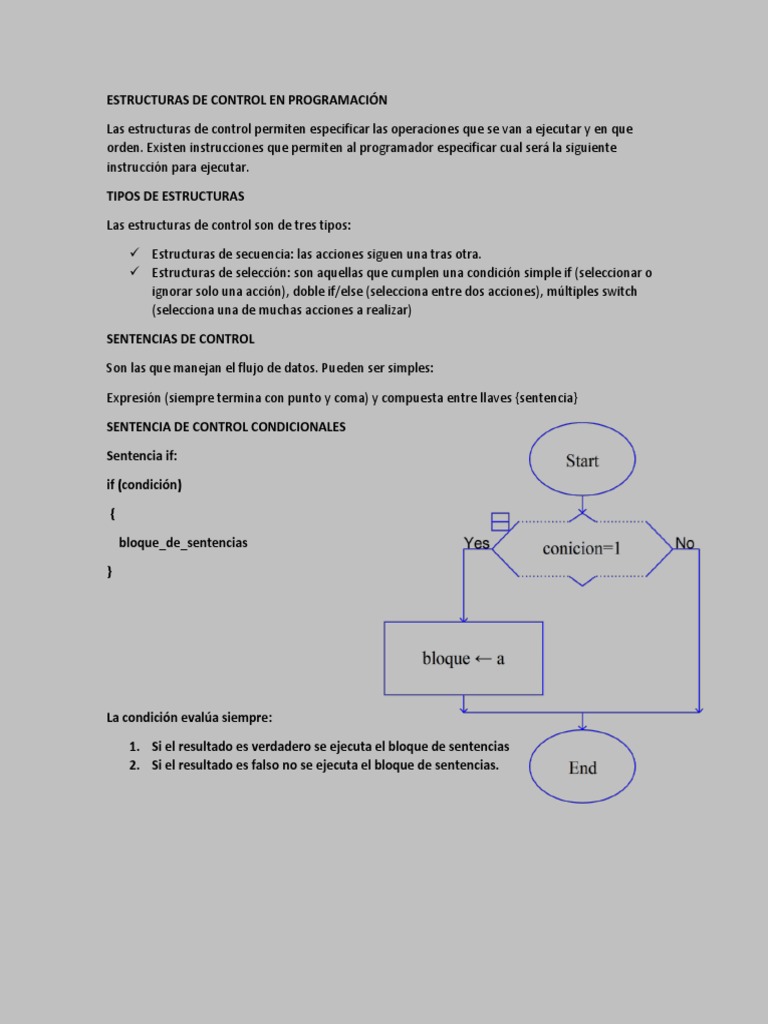 Estructuras de Control en Programación | PDF