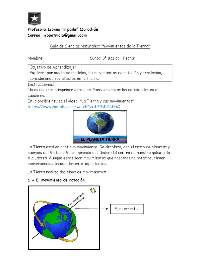 Movimientos de la Tierra para Niños | PDF | Tierra | Rotación