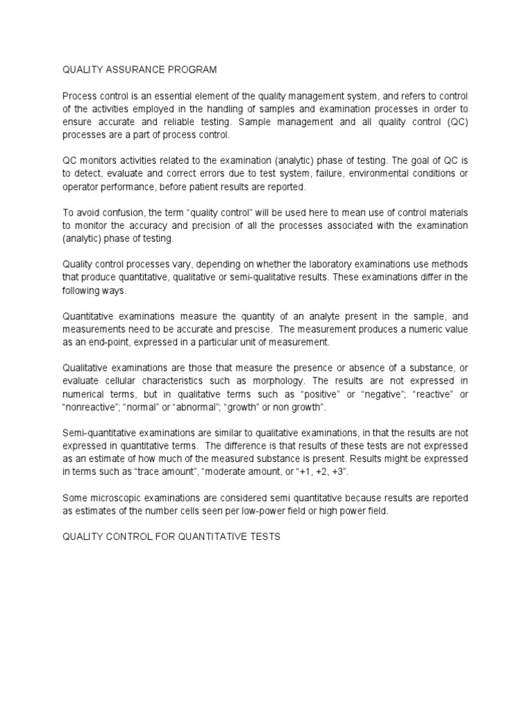 Quality Assurance Program | PDF