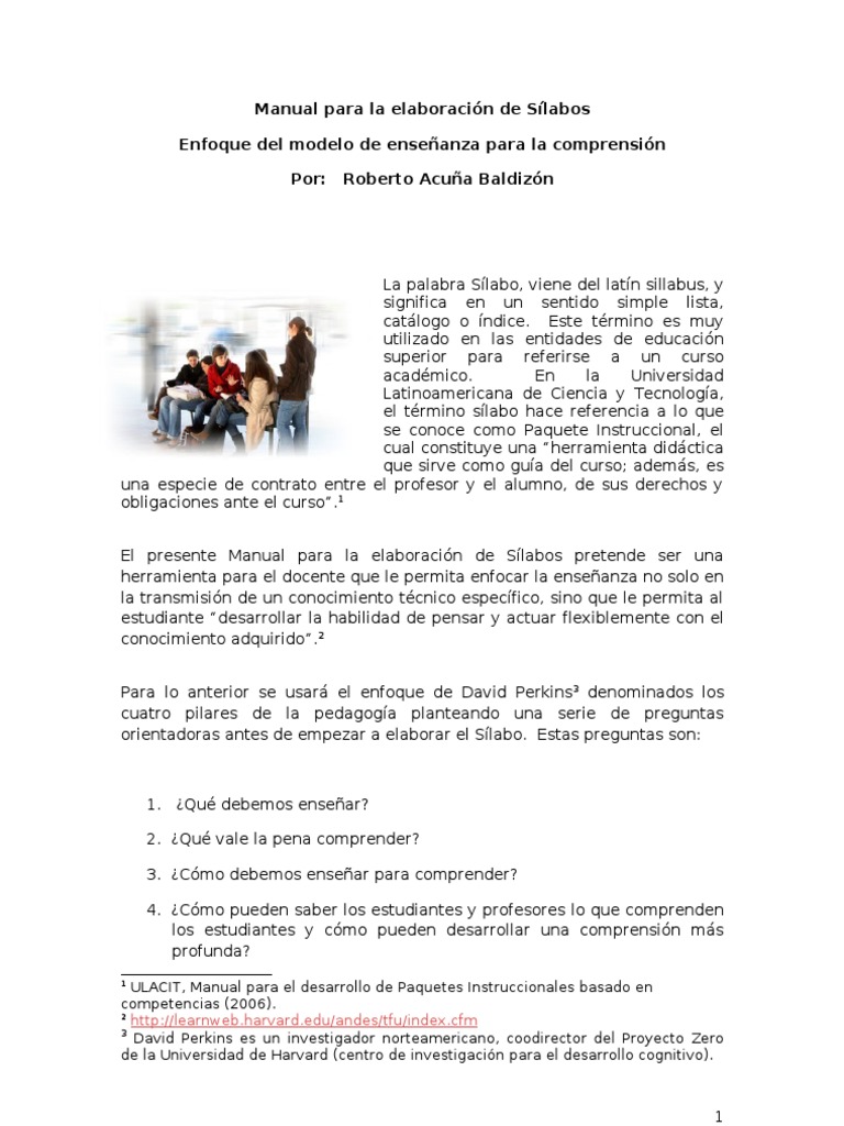 Manual de Sílabos para Docentes | PDF | Maestros | Cognición