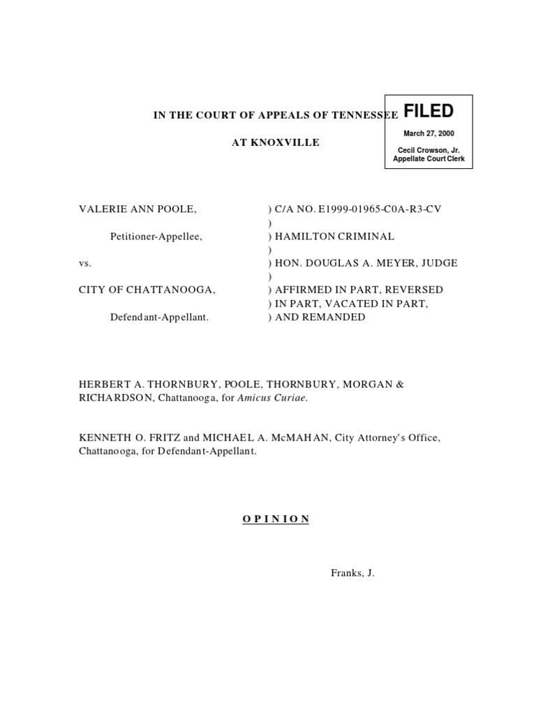 Filed in The Court of Appeals of Tennessee at Knoxville PDF