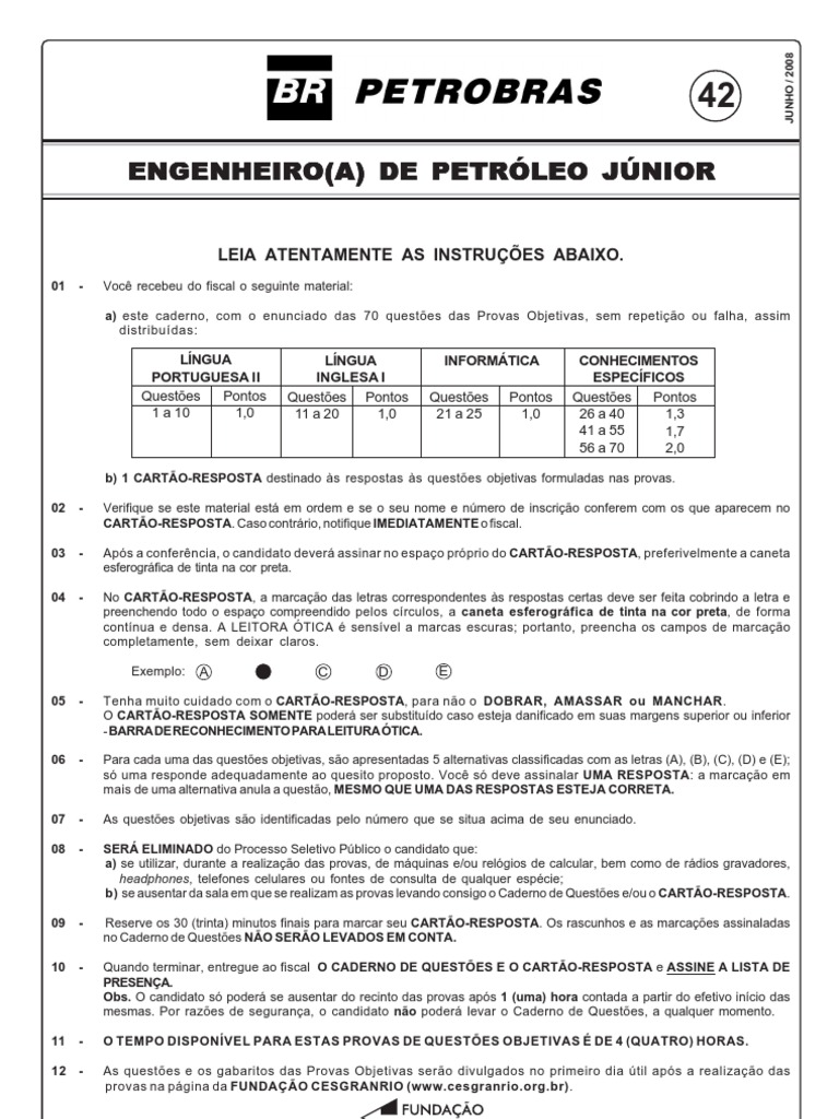 Prova Petrobras Engenheiro De Reservatório de Petróleo Refração