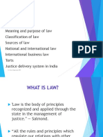 What is law: Meaning, purpose, classification, sources and international aspects