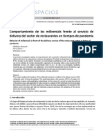 Comportamiento de Los Millennials Frente Al Servicio de Delivery Del Sector de Restaurantes en Tiempos de Pandemia