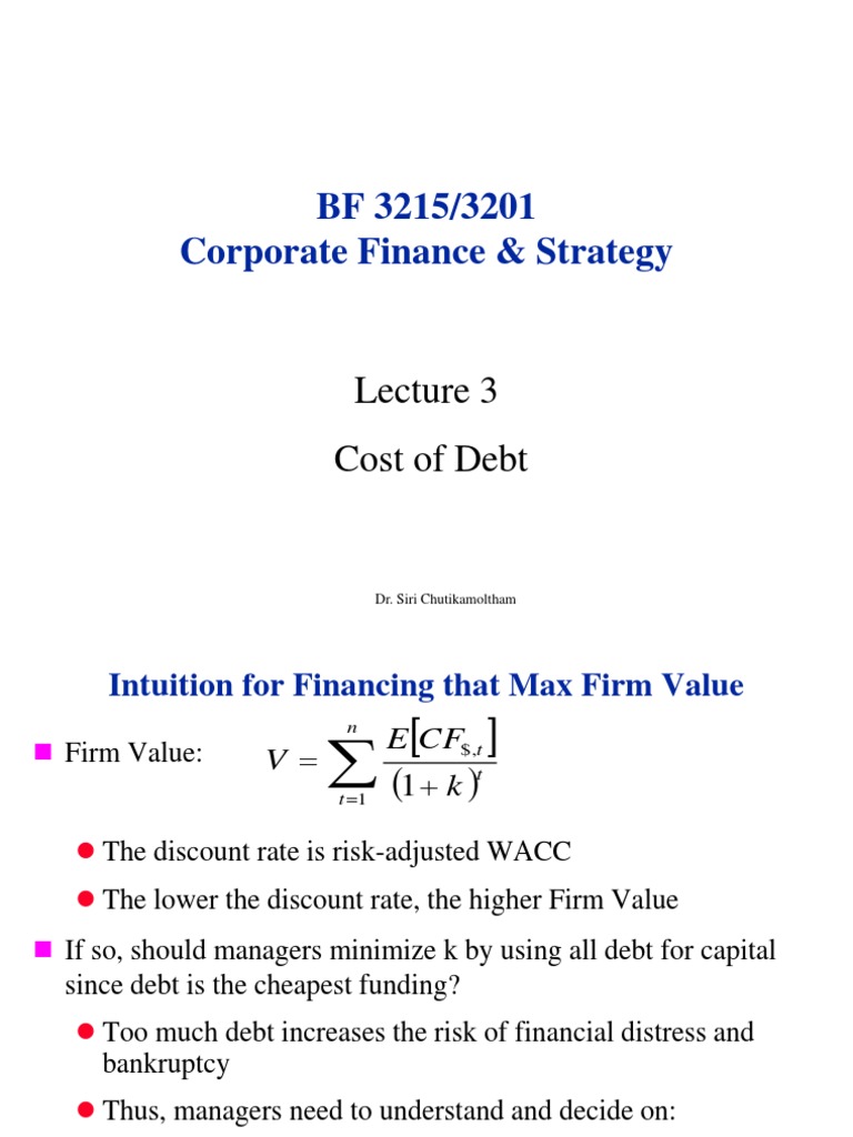 BF3201 Lecture 3 Cost of Debt Handout | PDF | Bonds (Finance) | Cost Of ...