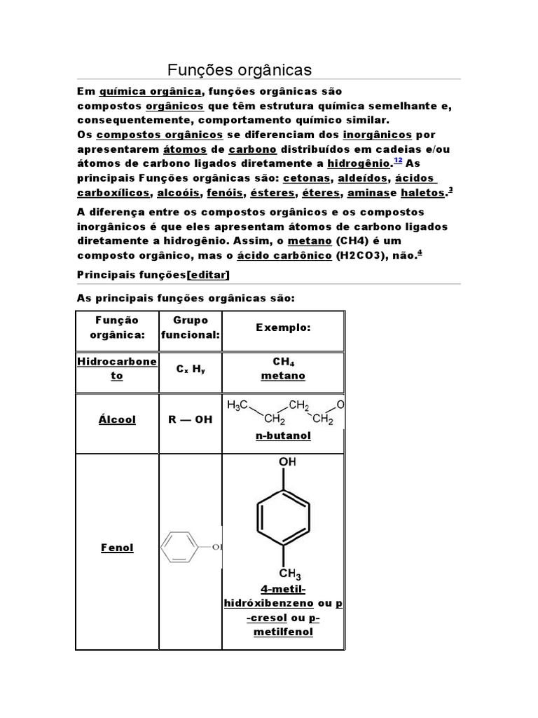 Funções Orgânicas na Química | PDF | Ciências e Matemática