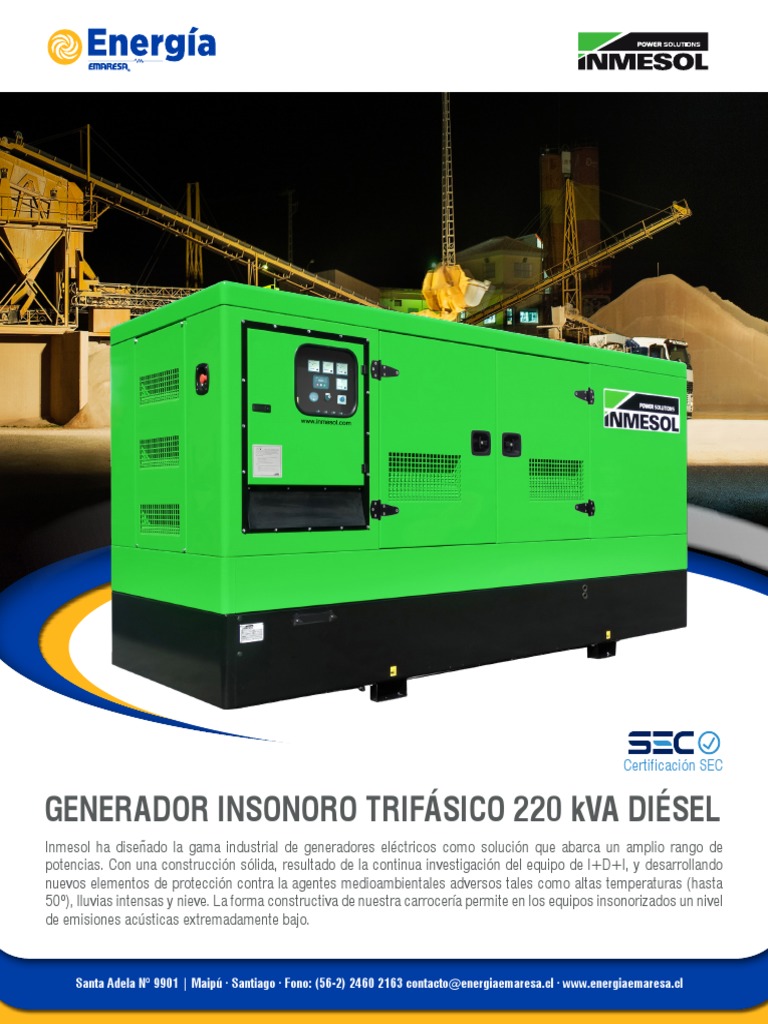 Generador Insonoro Inmesol 220 kVA | PDF | Aislamiento térmico ...