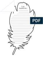 With Writing Lines Giving Thanks Turkey Feather Writing Template