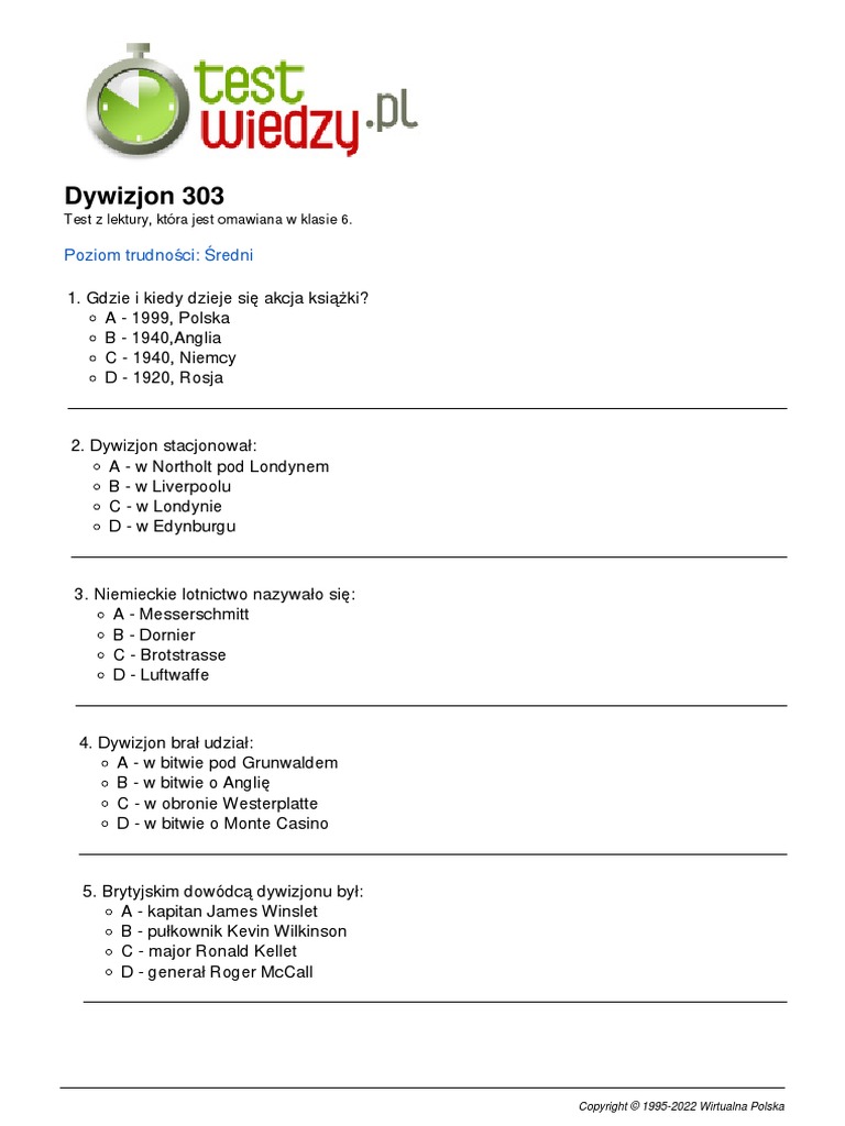 Test Wiedzy Do Policji Quiz Testwiedzy Test 53291 | PDF