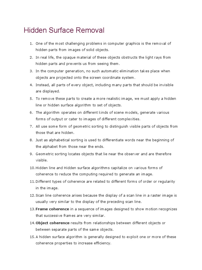 Hidden Surface Removal | PDF