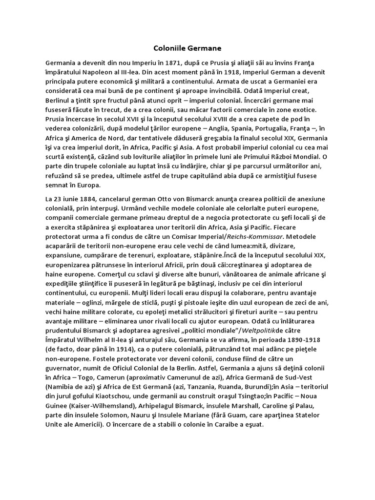 Coloniile Germane | PDF