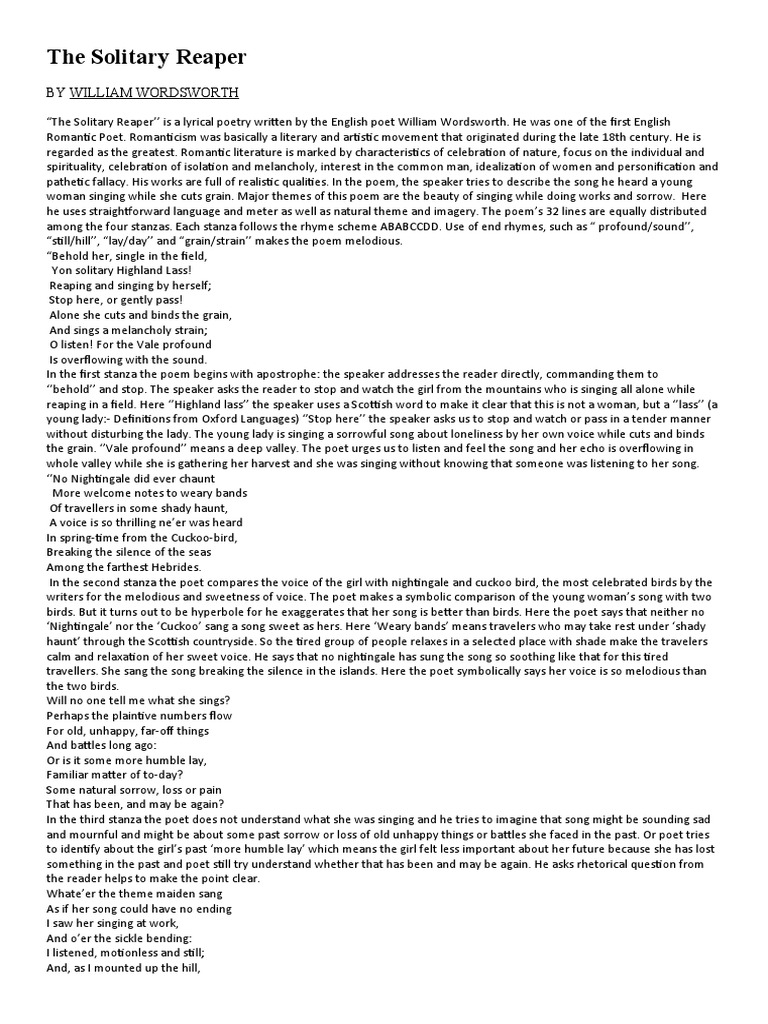 the-solitary-reaper-pdf
