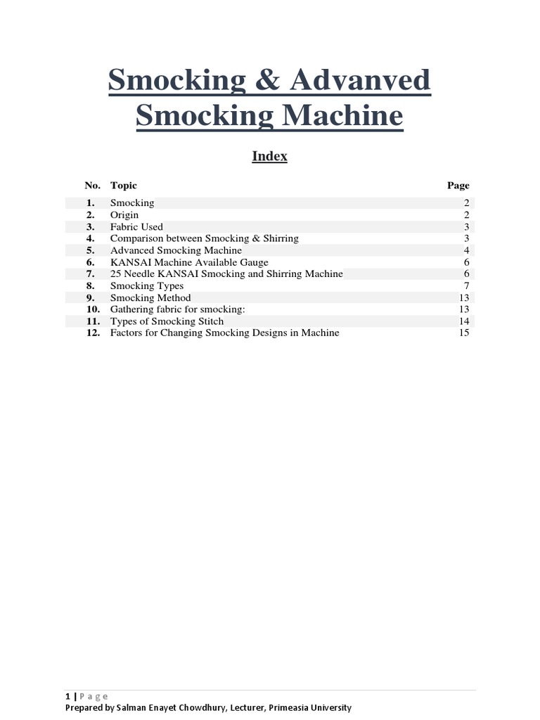 Advanced Smocking Machine Techniques | PDF | Textiles | Textile Arts