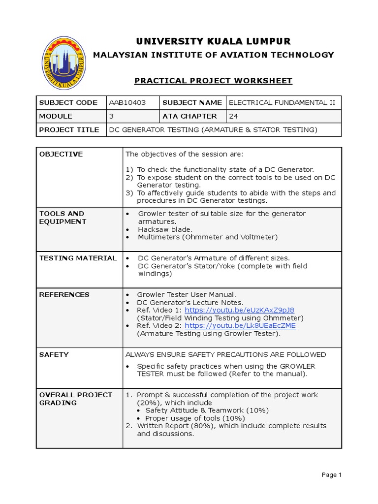 Practical Worksheet - DC - Gen - 2022 | PDF | Electric Power | Electronics