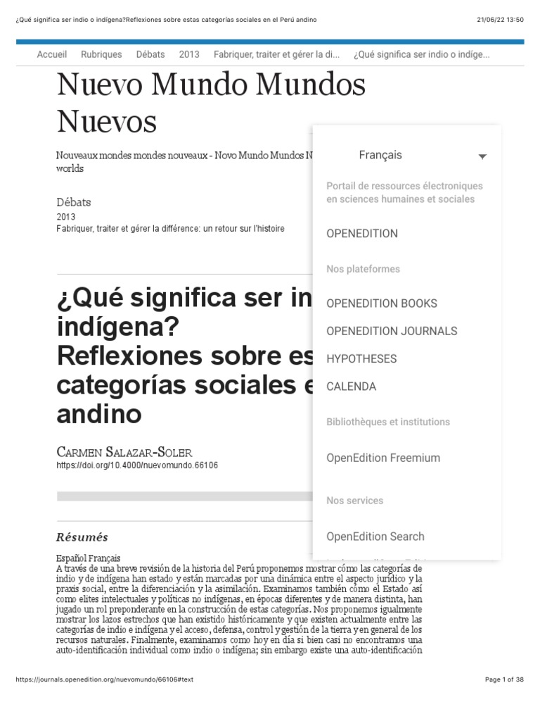 ¿Qué Significa Ser Indio o Indígena?reflexiones Sobre Estas Categorías