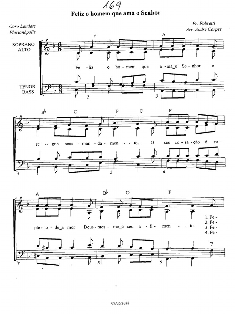 Feliz o Homem Que Ama o Senhor - Arr André Carpes | PDF