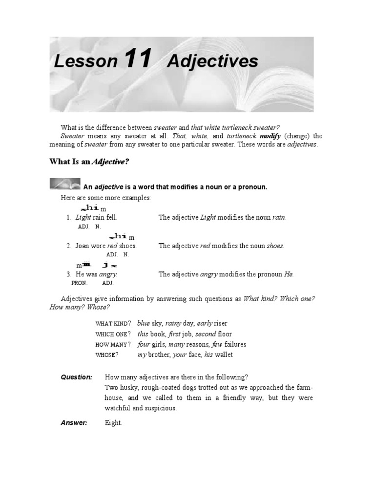 Adjectives | Adjective | Predicate (Grammar)