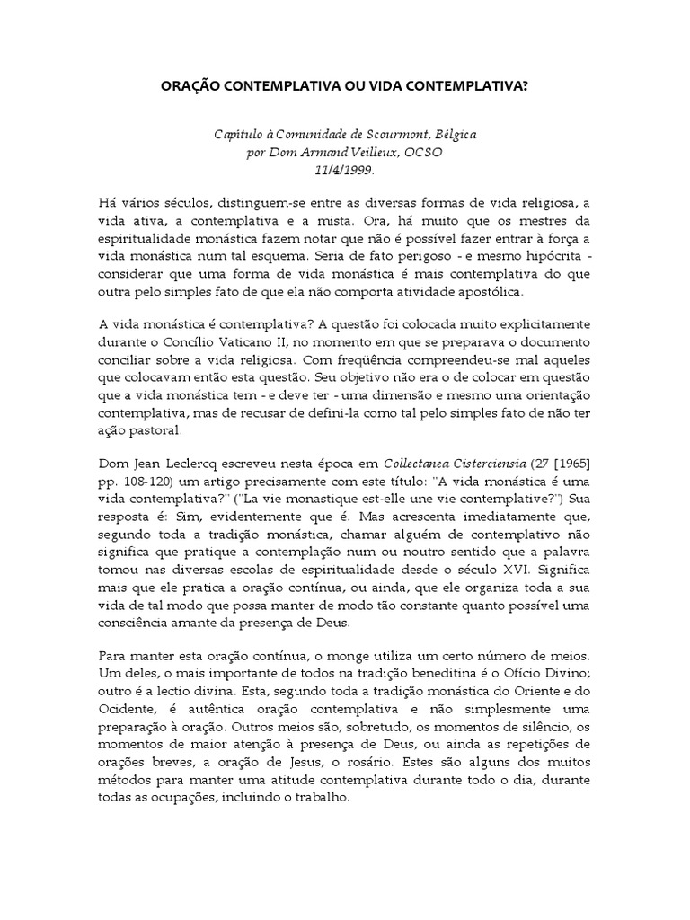 Oração Contemplativa Ou Vida Contemplativa | PDF | Oração | Misticismo