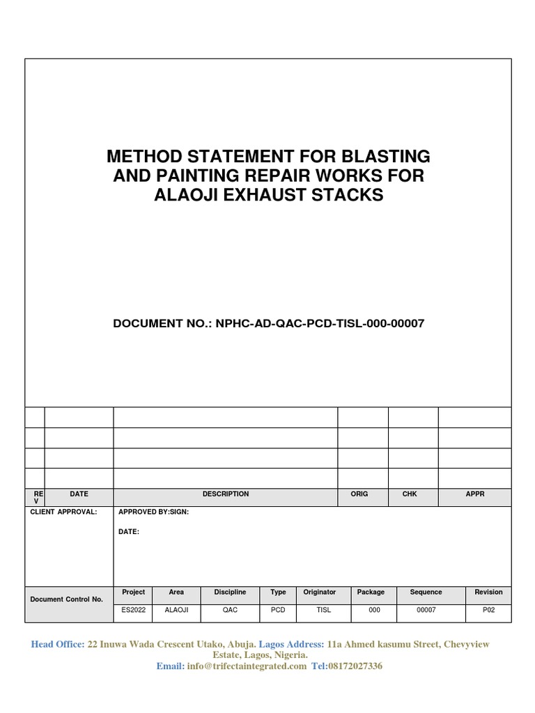 Method Statement Blasting & Painting PDF