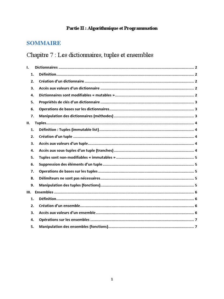 Définition et Utilisation des Tuples | PDF | Python (Langage de ...