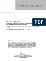 Structures de Propriété, Relation D'agence Et Performance Des Firmes Francaises Cotées en Bourse