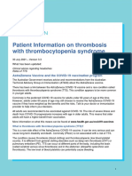 Patient Information Sheet On Astrazeneca Covid 19 Vaccine and Thrombosis With Thrombocytopenia Syndrome Tts - 0