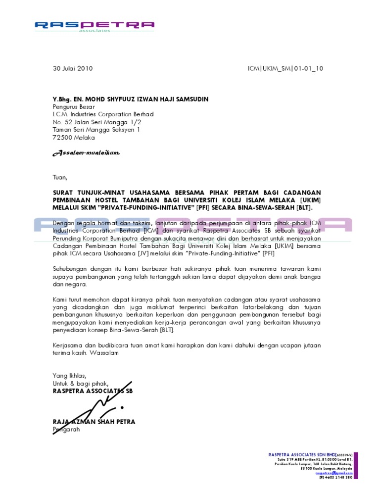 Surat Minat Melaksanakan Projek