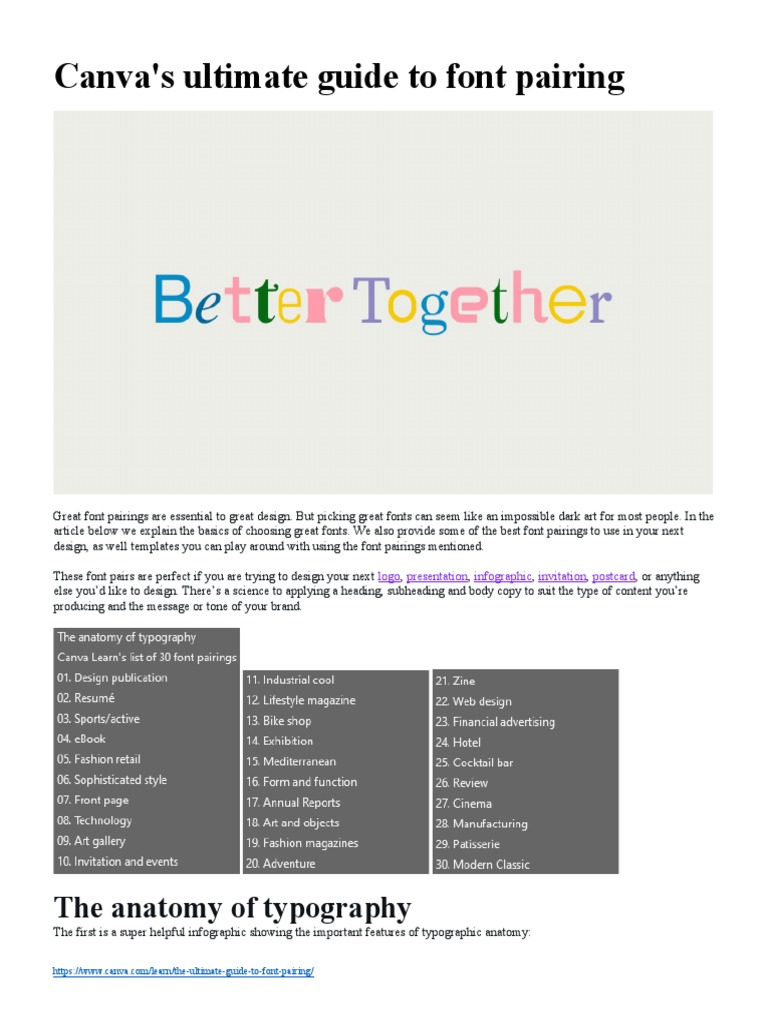 Canva's Guide to Font Pairing | PDF | Typefaces | Typography
