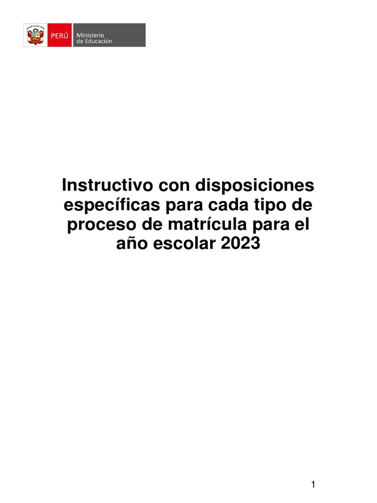 Proceso de Matrícula 2023 en Educación Básica | PDF | Discriminación ...