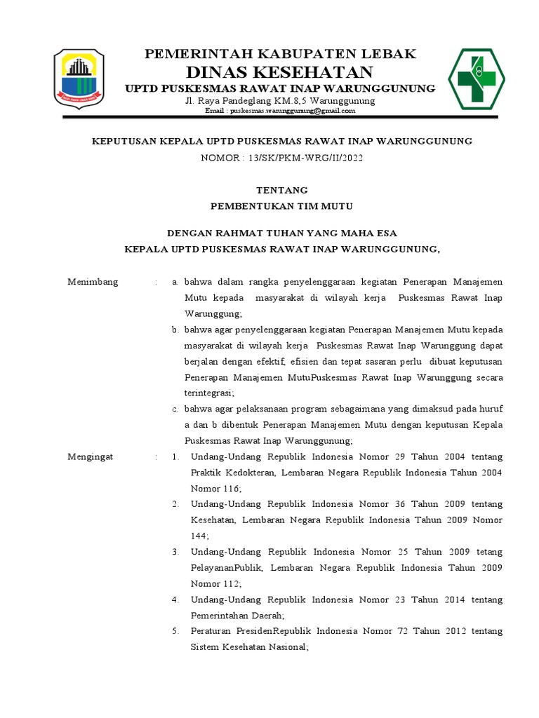 13.Sk Pembentukan Tim Mutu | PDF | Pengembangan Diri
