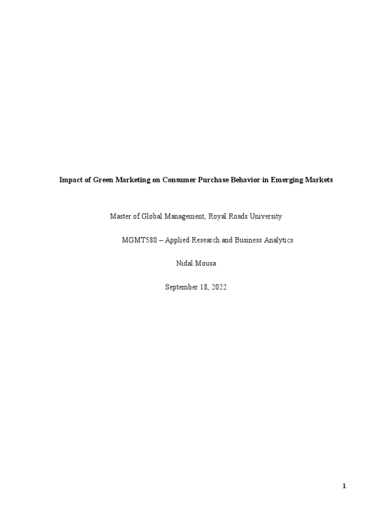 Impact of Green Marketing On Consumer Purchase Behavior in Emerging ...