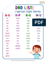 52 Kindergarten Sight Words