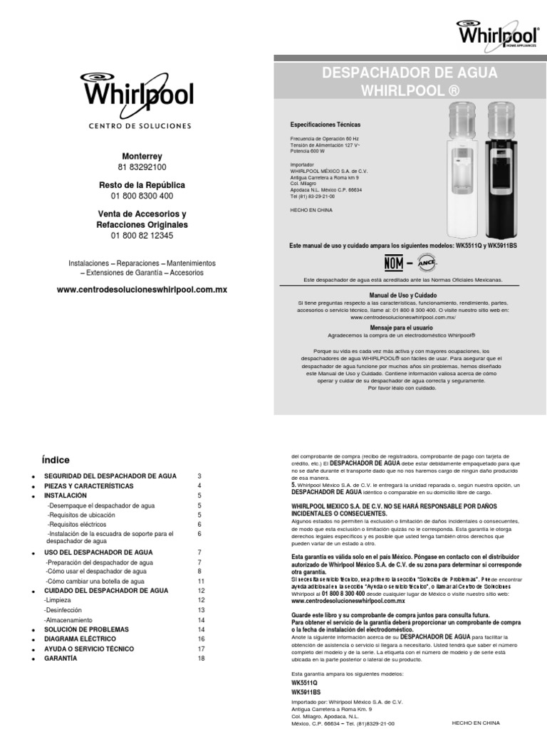 WK5911BS Manual de Uso y Cuidado | PDF