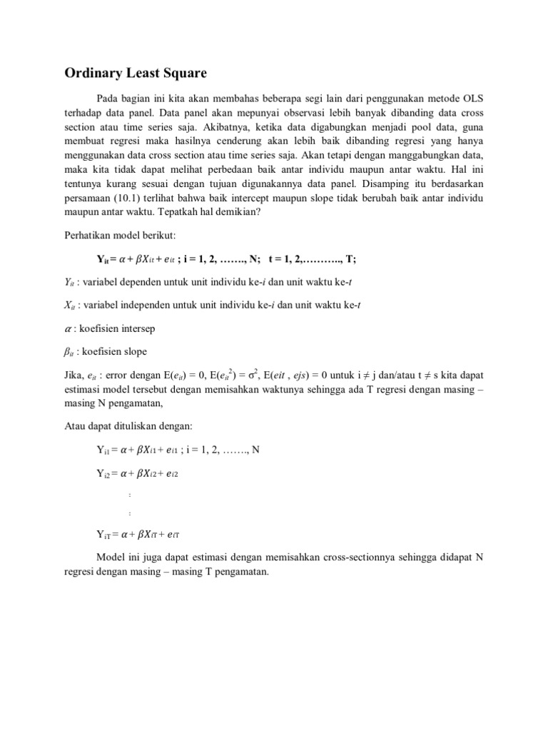 Analisis Ordinary Least Squares | PDF | Metode & Bahan Ajar