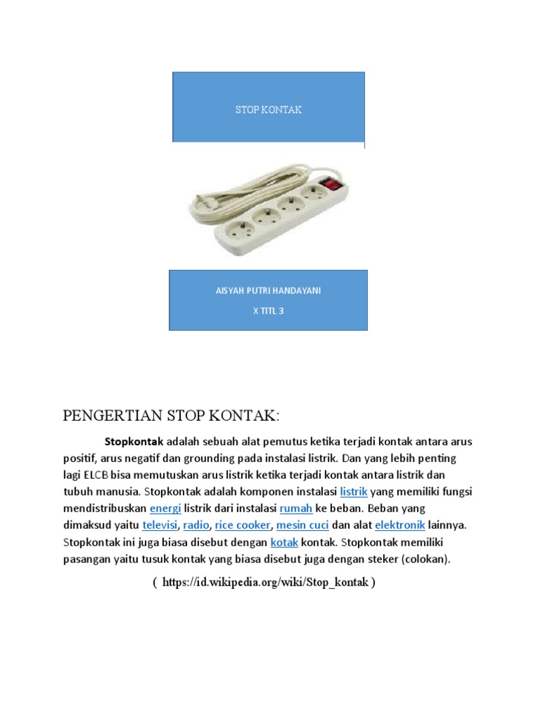 Fungsi dan Pengertian Stop Kontak | PDF