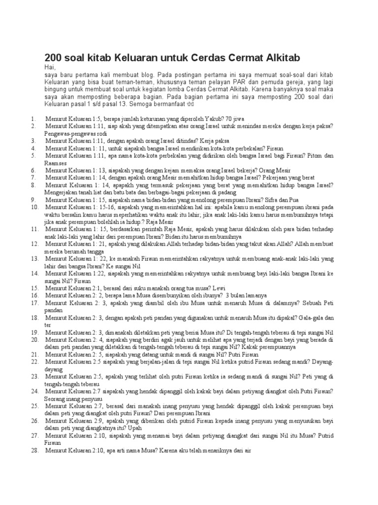 200 Soal Cerdas Cermat Keluaran | PDF