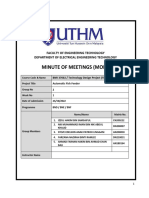 Minute of Meetings (Mom) : Faculty of Engineering Technology Department of Electrical Engineering Technology