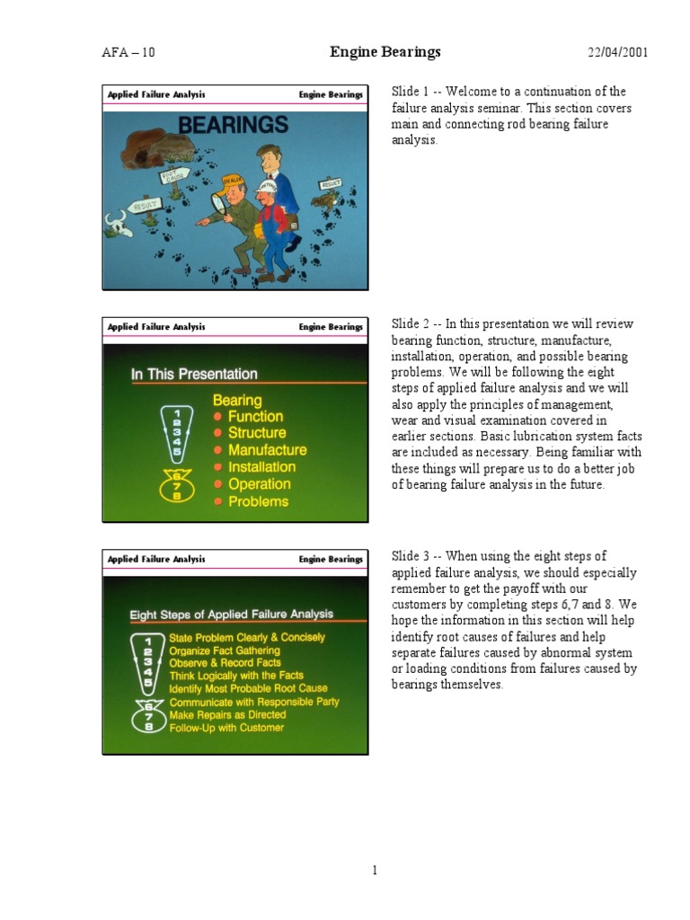 Engine Bearings Handout | PDF | Bearing (Mechanical) | Wear