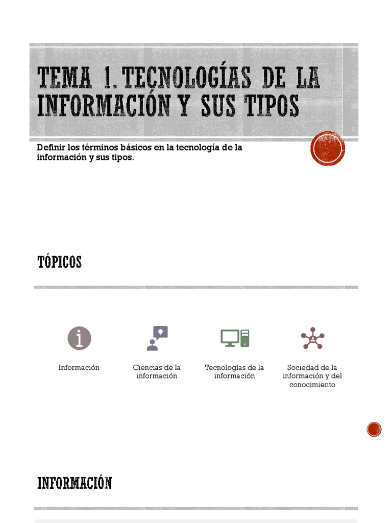 Tema 1. Tecnologías de La Información y Sus Tipos | PDF